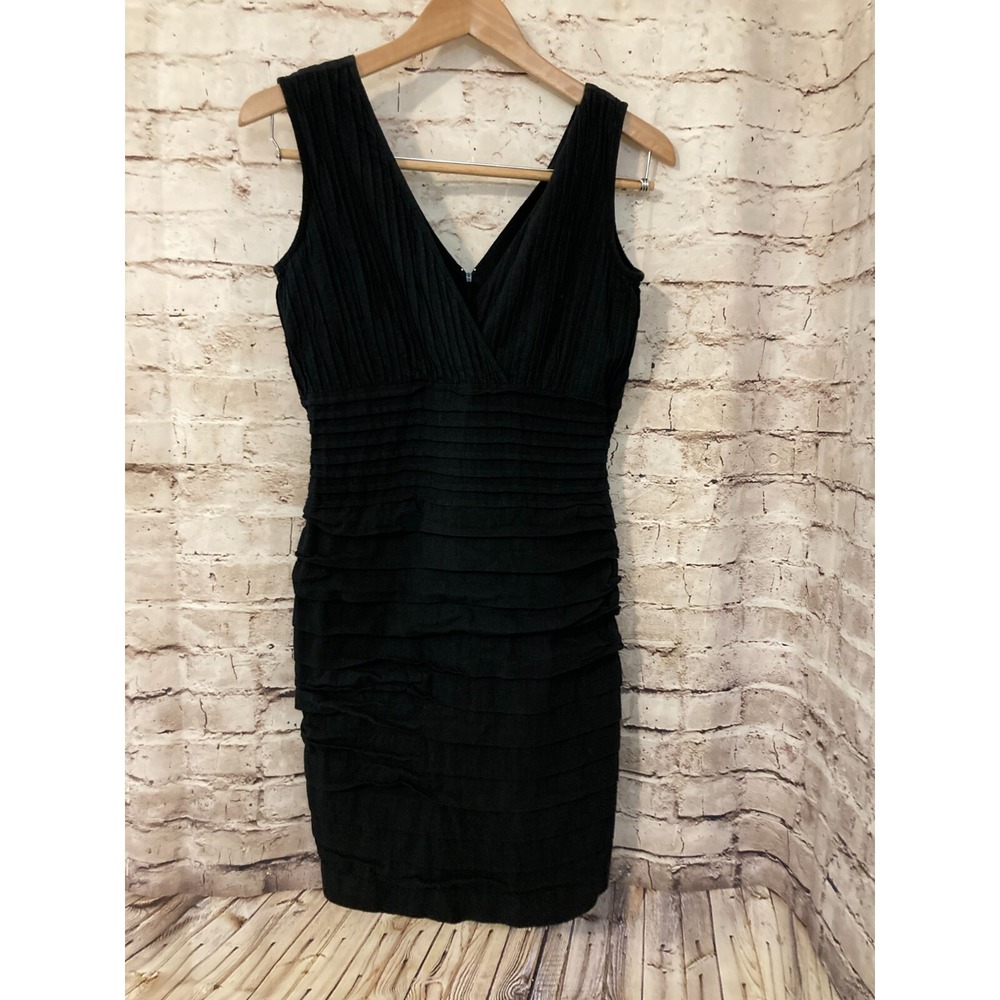 Dimitri Dress‎ Womens Medium Black LBD Sheath Textured Ruffle Tiered Lagenlook